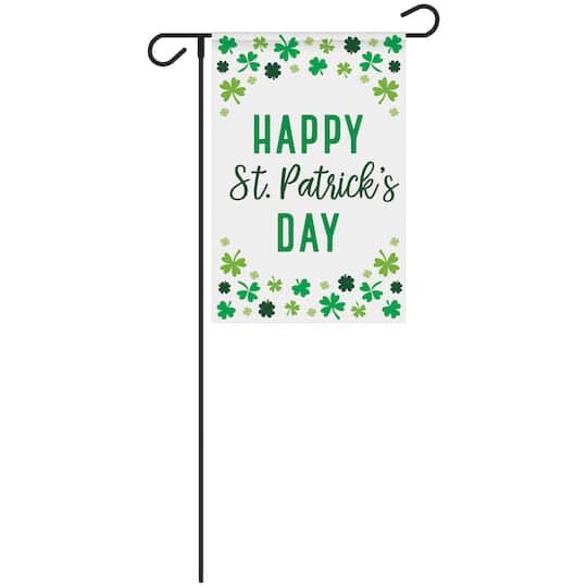 35&#x22; St Patrick&#x27;s Day Fabric Garden Flag with Metal Stake